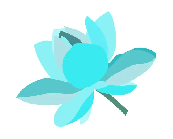 Cabeza Loto Azul Abstracta Diseño Plano Flor Flor Con Pétalos — Archivo Imágenes Vectoriales