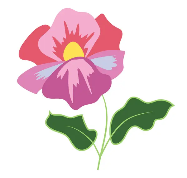 Absztrakt Buja Virág Lapos Kivitelben Piros Rózsaszín Lila Szirmok Virágoznak Stock Vektor