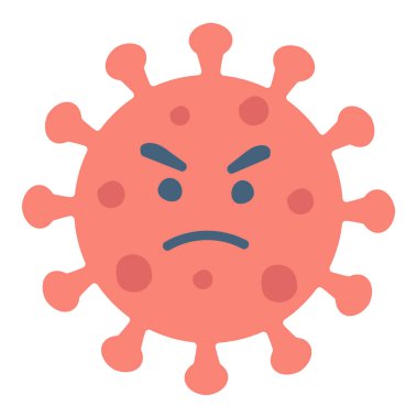 Kızgın yüz virüsü düz tasarımda. Tehlikeli enfeksiyon canavar mikrobu. Vektör çizimi izole edildi.