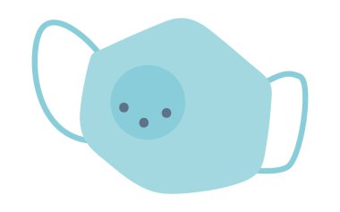 Solunum filtreli tıbbi maske düz tasarımda. Korunma maskesi. Vektör çizimi izole edildi.