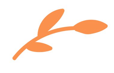 Yaprakları düz dizayn edilmiş sonbahar dalları. Turuncu yapraklı bir orman dalı. Vektör çizimi izole edildi.