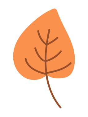 Düz dizaynlı sonbahar yaprağı. Damarları olan orman portakalı yaprakları. Vektör çizimi izole edildi.