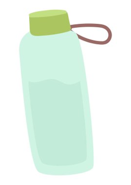 Düz dizaynlı su şişesi. Su için cam ambalaj. Vektör çizimi izole edildi.