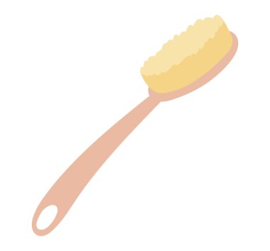 Düz dizaynlı tahta masaj fırçası. Vücut derisi için eko bambu aleti. Vektör çizimi izole edildi.