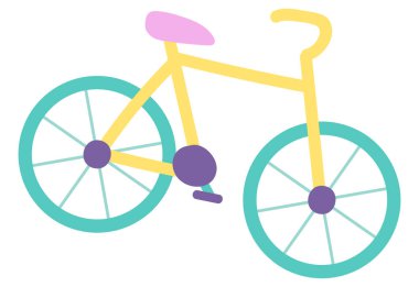 Düz dizaynlı spor bisikleti. Bisiklet, kardiyo eğitimi ya da seyahat etkinliği için. Vektör çizimi izole edildi.