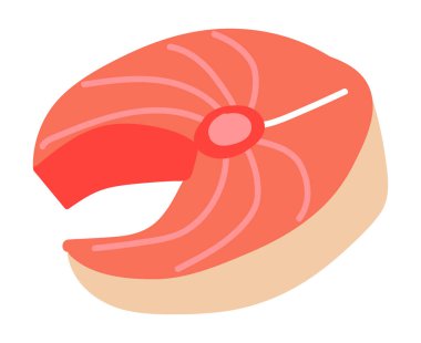 Düz tasarlanmış biftek için çiğ et. Izgara ızgara için kemik eti. Vektör çizimi izole edildi.