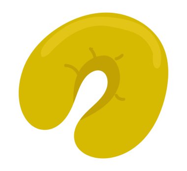 Düz dizaynlı boyun yastığı kullan. Yolculuk uykusu için ortopedik aksesuar. Vektör çizimi izole edildi.