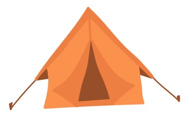 Düz dizayn edilmiş kamp çadırı. Yürüyüş gezisinde kamp sığınağı. Vektör çizimi izole edildi.