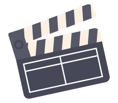 Direktör alkışları düz dizayn. Sinema yapım ekipmanı. Vektör çizimi izole edildi.