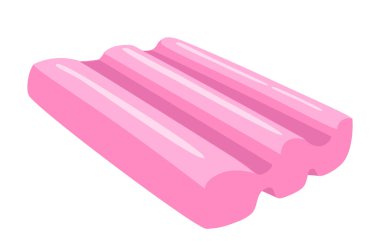 Pembe buzlu şekerleme düz vektör illüstrasyonunda beyaz arka planda çeşitli kırmızı tonlara sahip pürüzsüz eğimli tatlı sergileniyor.