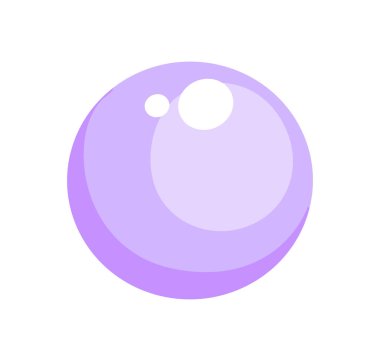 Büyük mor bir baloncuğun süzülen vektör çizimi ve küçük beyaz baloncuklar düz grafik biçiminde minimum gölgelendirme ile