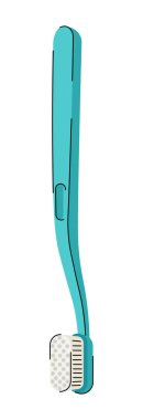 A teal toothbrush is displayed in this flat vector illustration highlighting modern and essential personal care products with a minimalistic design approach clipart