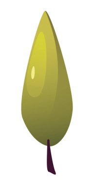 Değişik kullanımlar için uygun doğa ve çevreyi temsil eden eğimli basit bir yeşil ağacın düz vektör çizimi