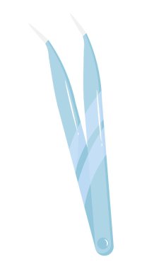 Mavi bilimsel cımbız düz vektör çizimi, temiz arka plan ve keskin uçlar laboratuvar kullanımı için idealdir