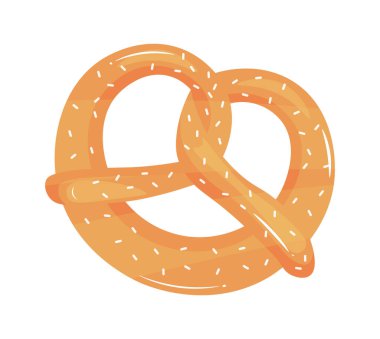 This flat vector illustration shows a traditional european pretzel with a brown color and covered in white salt grains clipart