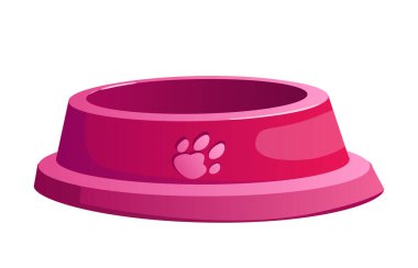 Pençe izli kırmızı evcil hayvan kasesi yassı vektör çizimi ile izole edilmiş beyaz arka plan ile herhangi bir evcil hayvan grafiği için uygun