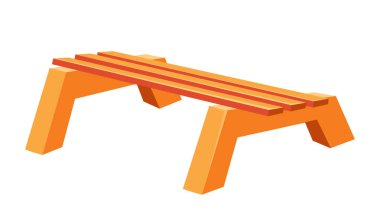 Basit tasarım ve şehir ortamları ve açık hava ortamları için uygun canlı renklere sahip modern bank düz vektör illüstrasyonunda bu illüstrasyon çağdaş bir oturma seçeneği gösterir