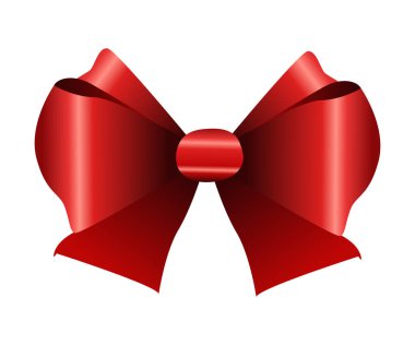 Kırmızı kurdele düz vektör illüstrasyon bayram dekorasyon hediye paketi büyük parlak yay dekoratif aksesuar genellikle hediye paketleme ve olay dekorasyonlarında kullanılır