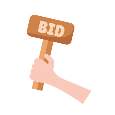 Düz tasarım müzayedesinde açık artırmada teklif verdi. Sanat müzesinde alıcı alım satımı. Vektör çizimi izole edildi.