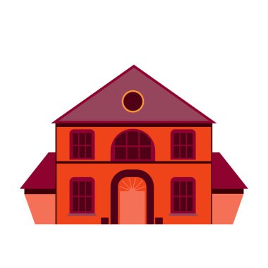 Düz dizaynlı bir müze binası. Klasik mimari cephesi. Vektör çizimi izole edildi.