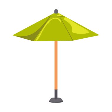 Açık hava şemsiyesi düz tasarım. Plaj ya da kafe için güneşlik. Vektör çizimi izole edildi.