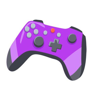 Düz dizaynlı düğmeli joystick. Video oyunu için oyuncu aksesuarı. Vektör çizimi izole edildi.
