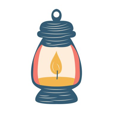 Düz dizaynlı yılbaşı feneri. Geleneksel mumlu lamba. Vektör çizimi izole edildi.