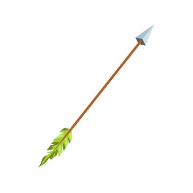 Düz dizaynlı sihirli ok. Okçuluk oynamak için fantezi silahı. Vektör çizimi izole edildi.