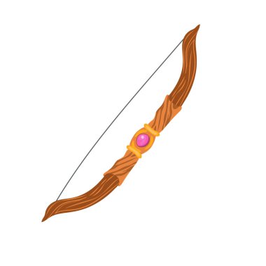 Düz dizaynlı sihirli fiyonk. Fantezi silahı, okçuluk rol yapma aracı. Vektör çizimi izole edildi.