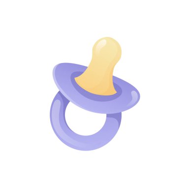 Düz dizaynlı mavi bebek emziği. Yeni doğmuş kukla, erkek için plastik meme ucu. Vektör çizimi izole edildi.