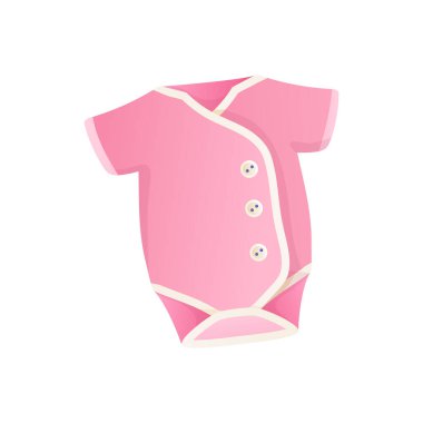 Düz dizaynlı pembe bebek tulumu. Yeni doğan çocuklar için vücut kıyafetleri. Vektör çizimi izole edildi.