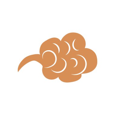 Düz dizaynlı Çin bulutları. Geleneksel doğu eğrisi ve dalga bulutları. Vektör çizimi izole edildi.