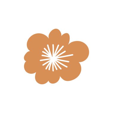 Düz dizaynlı Çin altın çiçeği. Doğulu sakura çiçeği, çiçek süsü. Vektör çizimi izole edildi.