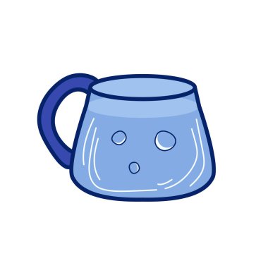 Düz dizaynlı, köpüklü su. İçkili şeffaf cam. Vektör çizimi izole edildi.