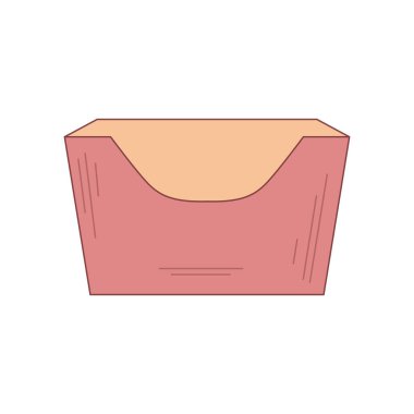 Düz tasarımla eko ambalajlama. Yiyecek için boş karton teslimat kutusu. Vektör çizimi izole edildi.