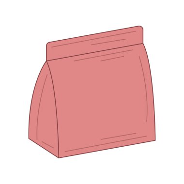 Düz tasarımla eko ambalajlama. Kağıtlı beslenme çantası, market paketleri. Vektör çizimi izole edildi.