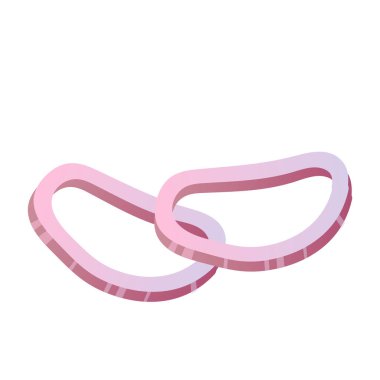 Düz dizaynlı mor soğan halkaları. Yemek pişirmek için gerekli malzemeler. Vektör çizimi izole edildi.