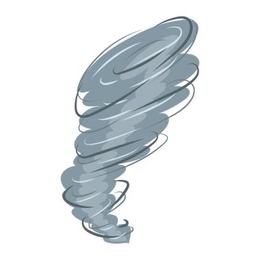 Düz dizaynlı hortum girdabı. Tehlikeli atmosfer kasırgası, girdap fırtınası. Vektör çizimi izole edildi.