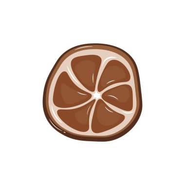 Düz dizaynlı limon dilimi. Portakal rengi mi, greyfurt rengi mi? Vektör çizimi izole edildi.