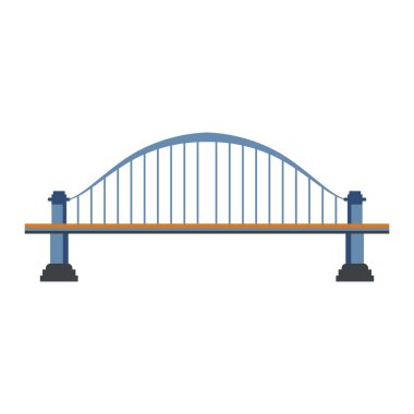 Düz dizaynlı köprü mimarisi. Yuvarlak inşaat silueti. Vektör çizimi izole edildi.