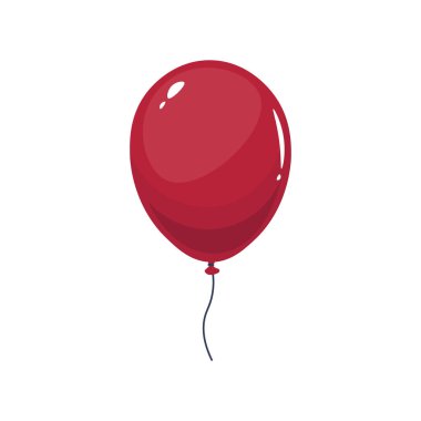 Düz dizaynlı tatil kırmızı balonu. Doğum günü ve etkinlikler helyum süslemesi. Vektör çizimi izole edildi.