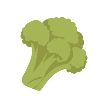 Düz dizaynlı yeşil brokoli. Vejetaryen gıda ürünü, organik sebze. Vektör çizimi izole edildi.