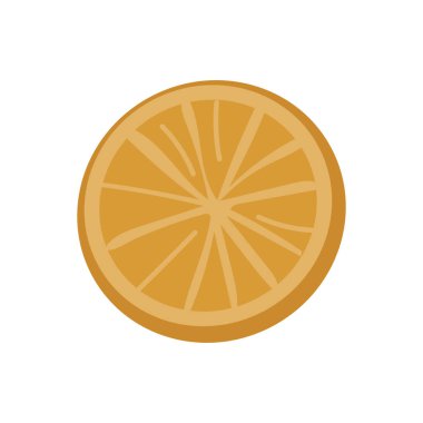 Düz dizaynlı portakal dilimi. Çapraz kesimde olgun ve sulu narenciye meyvesi. Vektör çizimi izole edildi.