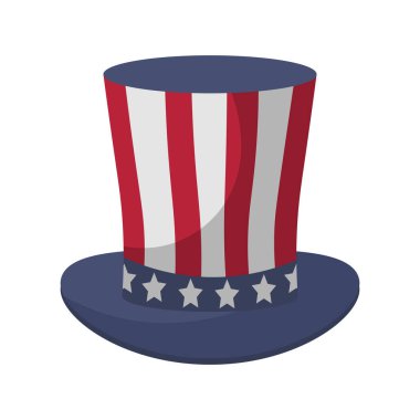 Düz dizaynlı Amerikan bayrağı. Sam Amca 'dan Bağımsızlık Günü' ne. Vektör çizimi izole edildi.