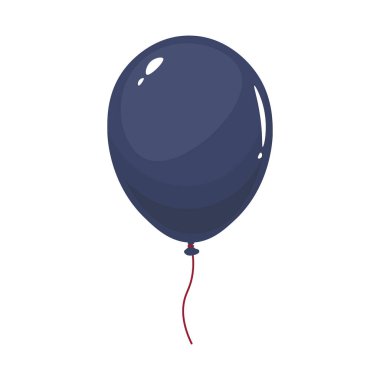 Düz dizaynlı ipli parlak mavi balon. Parlak tatil dekorasyonu. Vektör çizimi izole edildi.