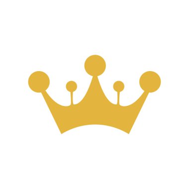 Düz dizaynlı altın taç sembolü. Kraliyet amblemi için zarif altın taç. Vektör çizimi izole edildi.