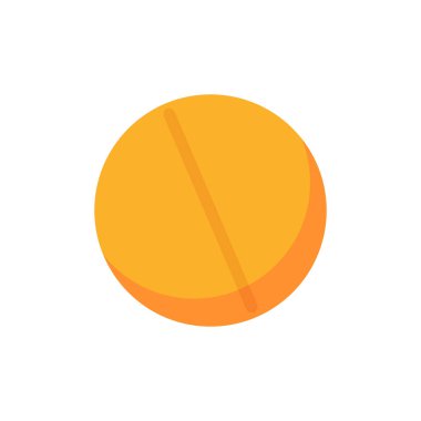 Düz dizaynlı turuncu haplar. İlaç tedavisi, vitamin takviyesi. Vektör çizimi izole edildi.