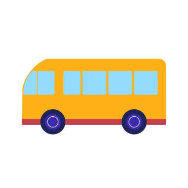 Turuncu okul otobüsü düz dizaynlı. Öğrenciler için toplu taşıma. Vektör çizimi izole edildi.