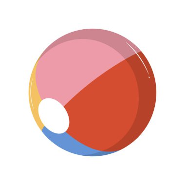 Düz dizaynlı çizgili plaj topu. Çocuklar için şişirilebilir renkli oyuncak. Vektör çizimi izole edildi.