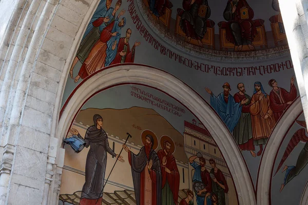 Shota Rustaveli Tbilisi Geórgia 2023 Pintura Fresca Santos Igreja Kashveti — Fotografia de Stock